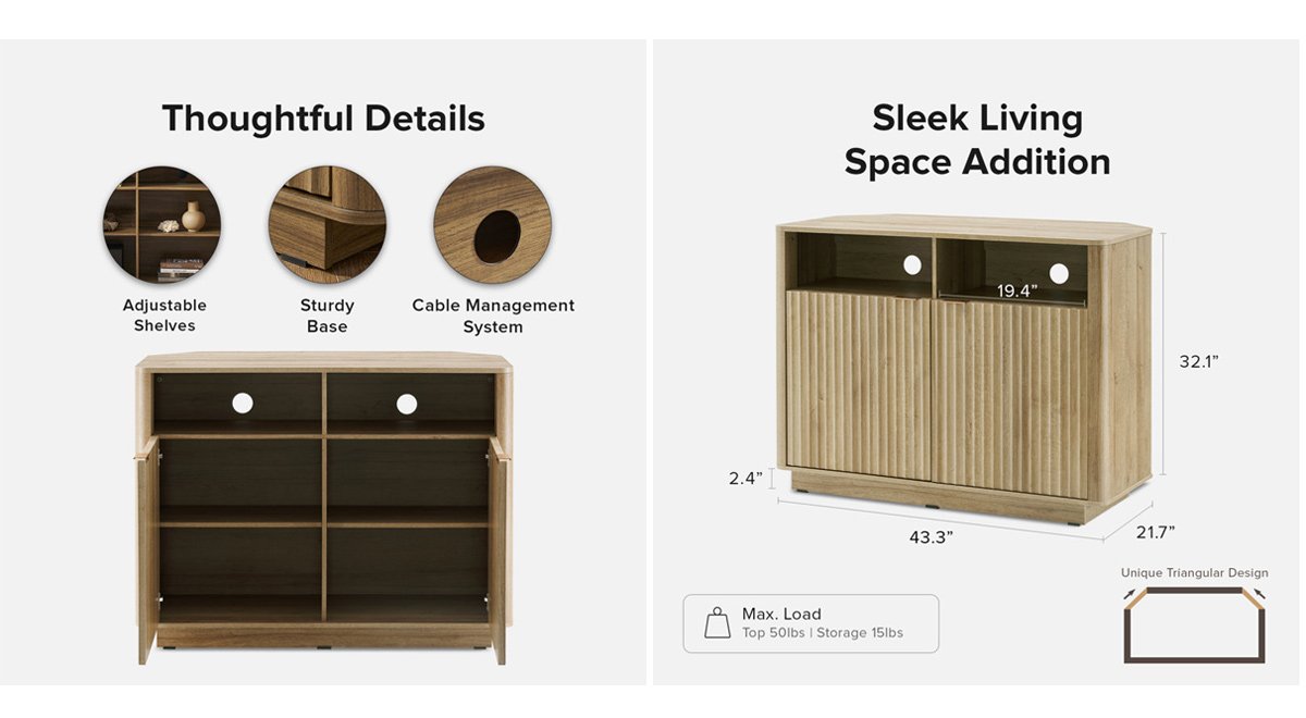 Corner TV Stand with two open niches