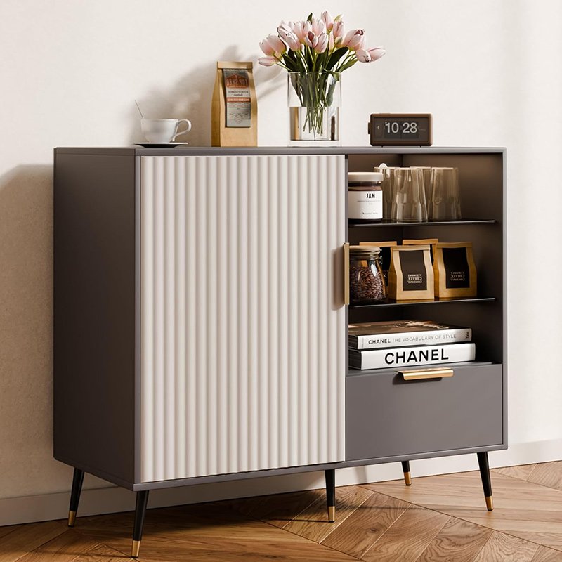 Fluted Sideboard Cabinet with 2 Doors and Drawer