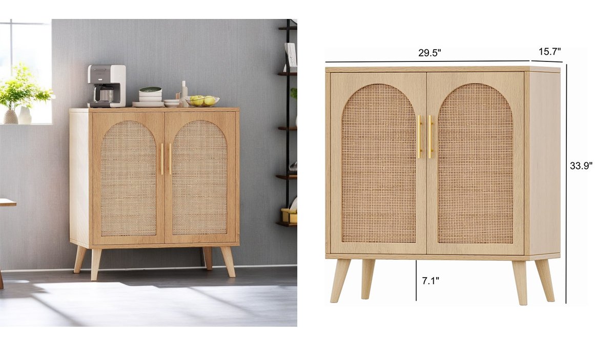 Rattan Storage Cabinet with Doors