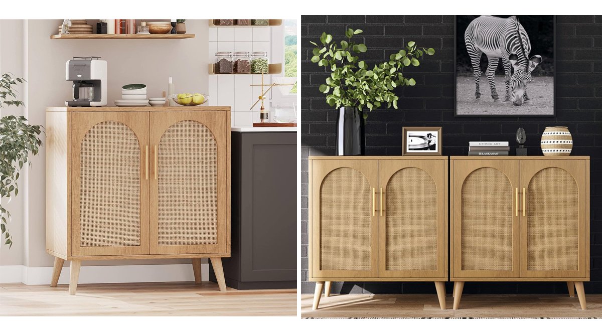 Rattan Storage Cabinet with Doors