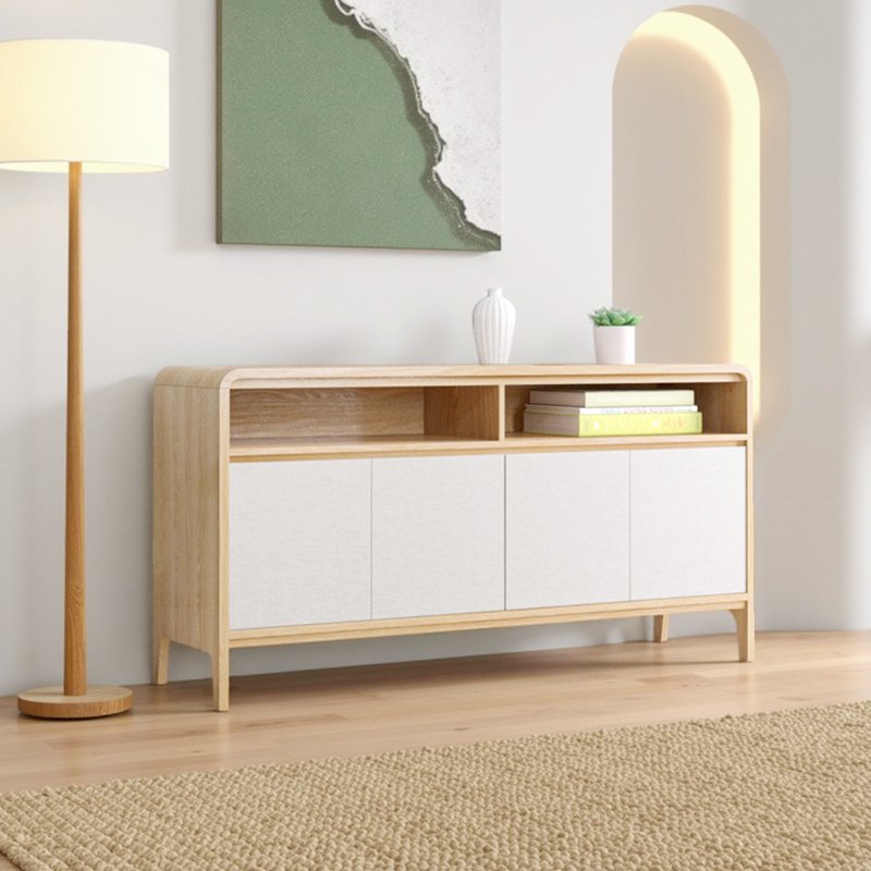 Console Table Hallway Table with Curved Edge Open Shelf