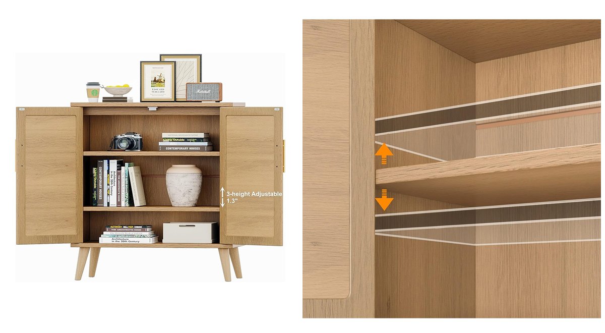 Rattan Storage Cabinet with Doors