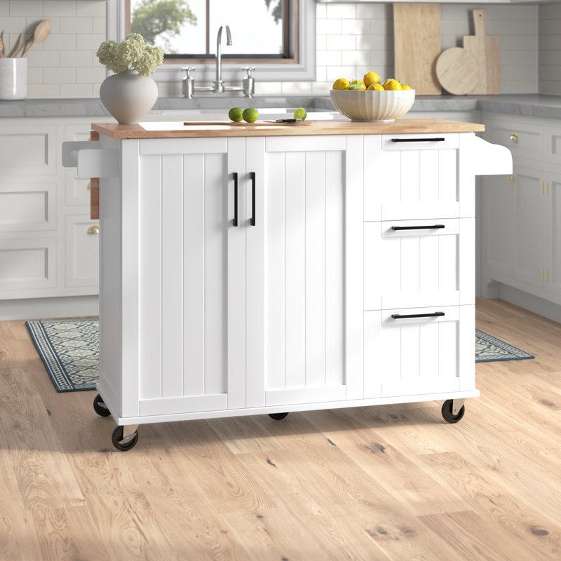 49'' Wide Rolling Kitchen Cart with Solid Wood Top