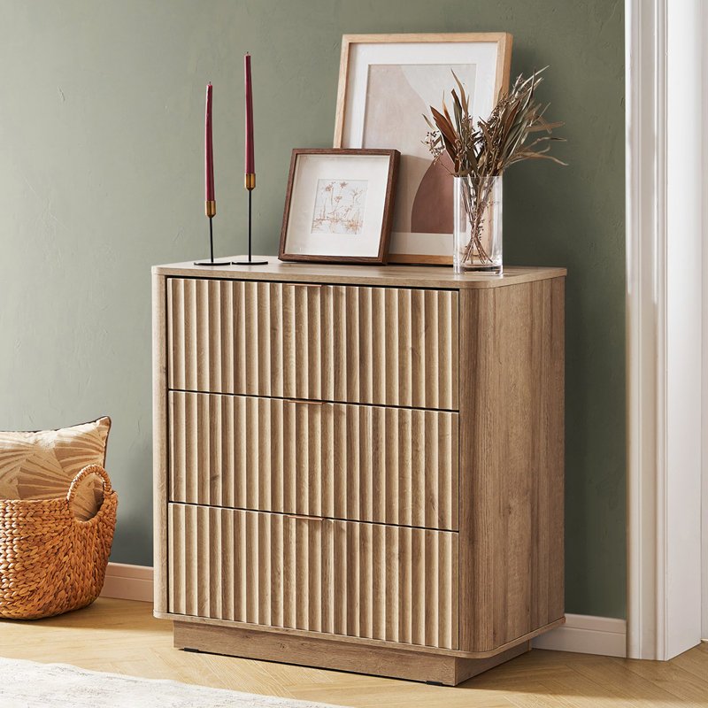 Fluted Design 3-Drawers Dresser Organizer