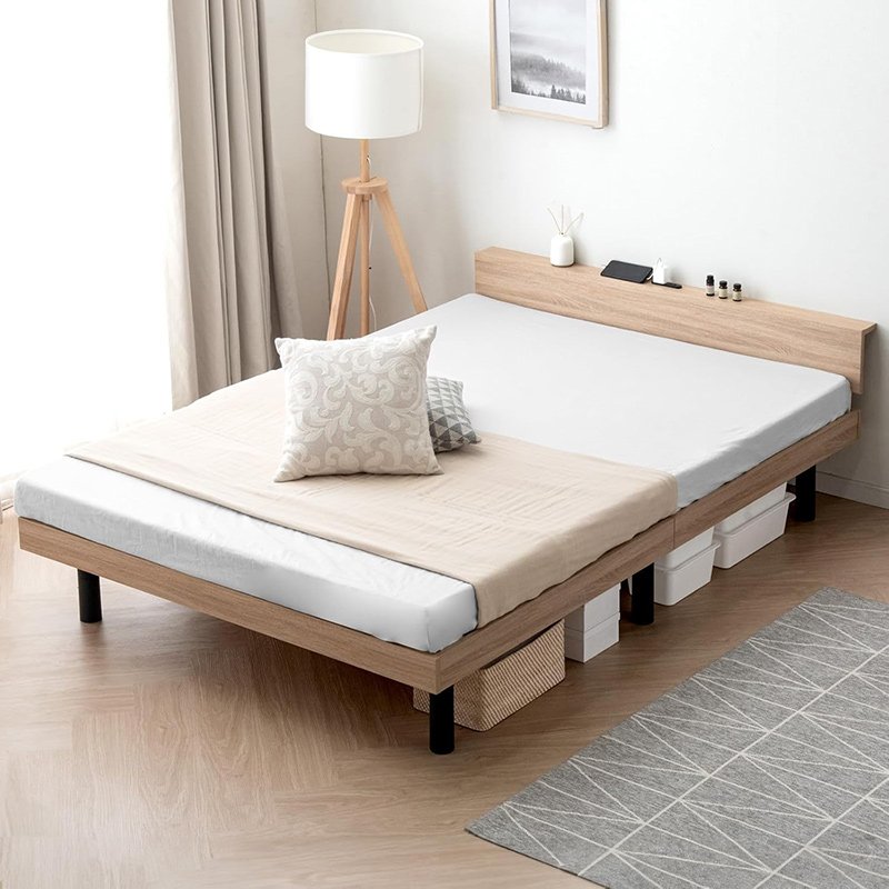 シングル 宮棚付き ベッドフレーム すのこベッド