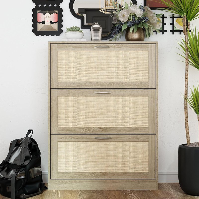 下駄箱 木製 シューズボックス 扉付き 玄関収納 スリム 薄型