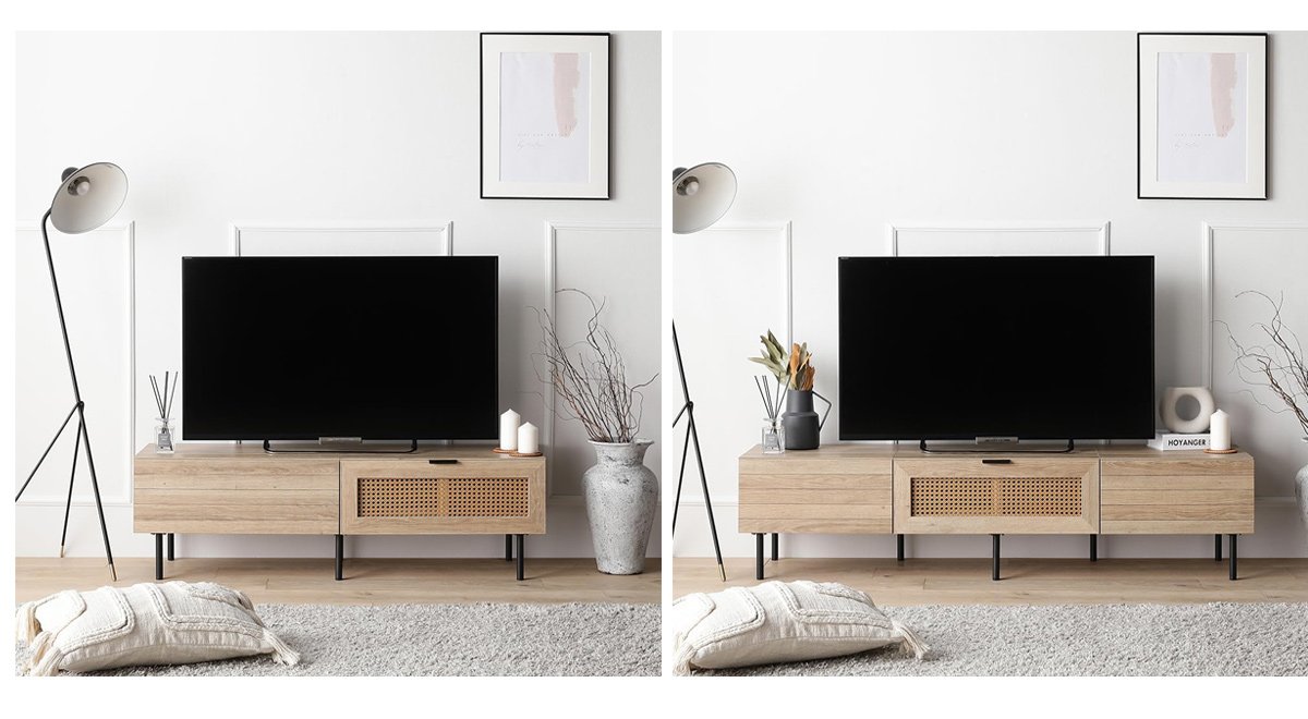 テレビ台 ローボード ラタン調 ナチュラル ラック 大容量収納