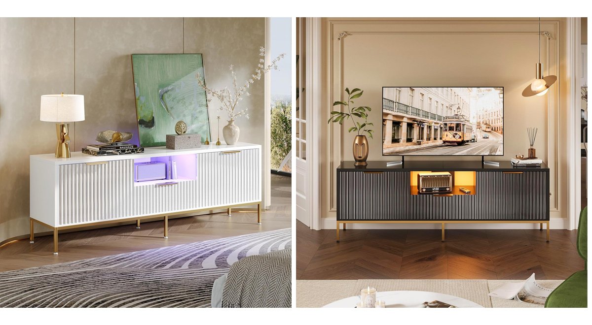 テレビ台 ‎テレビボード tv台 テ 収納棚付 引き出し付き 隠す収納スペース LEDライト付