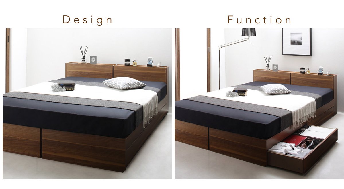 棚・コンセント付収納ベッド (ダブル) フレームのみ