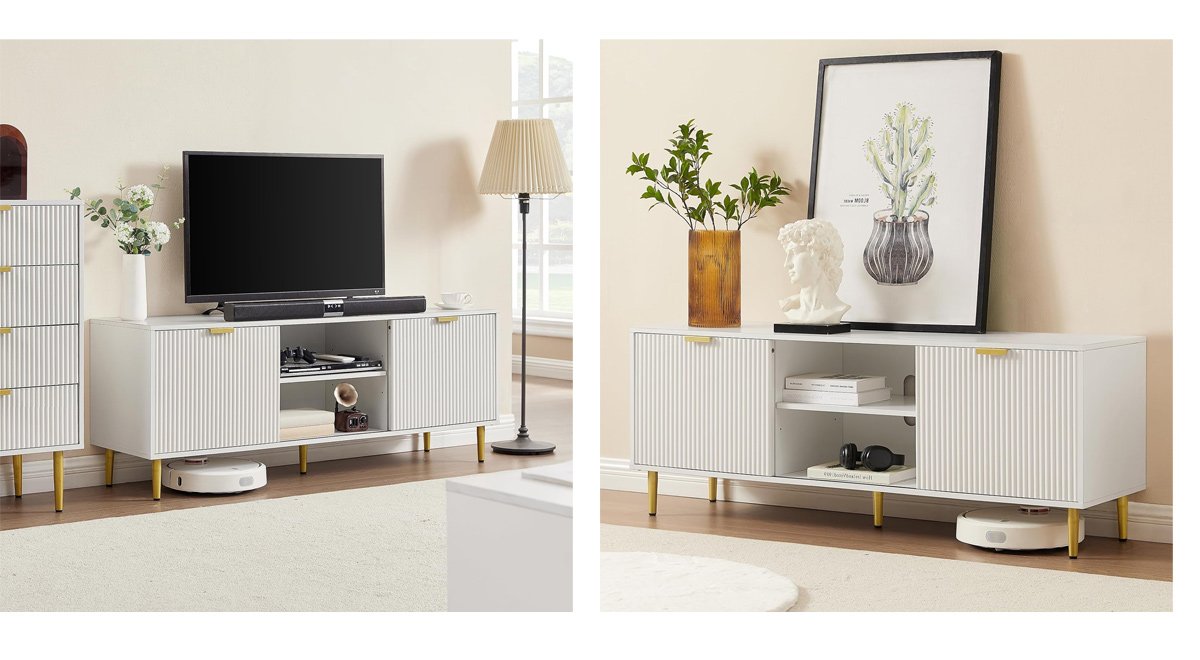 テレビ台 扉はスライドし 白