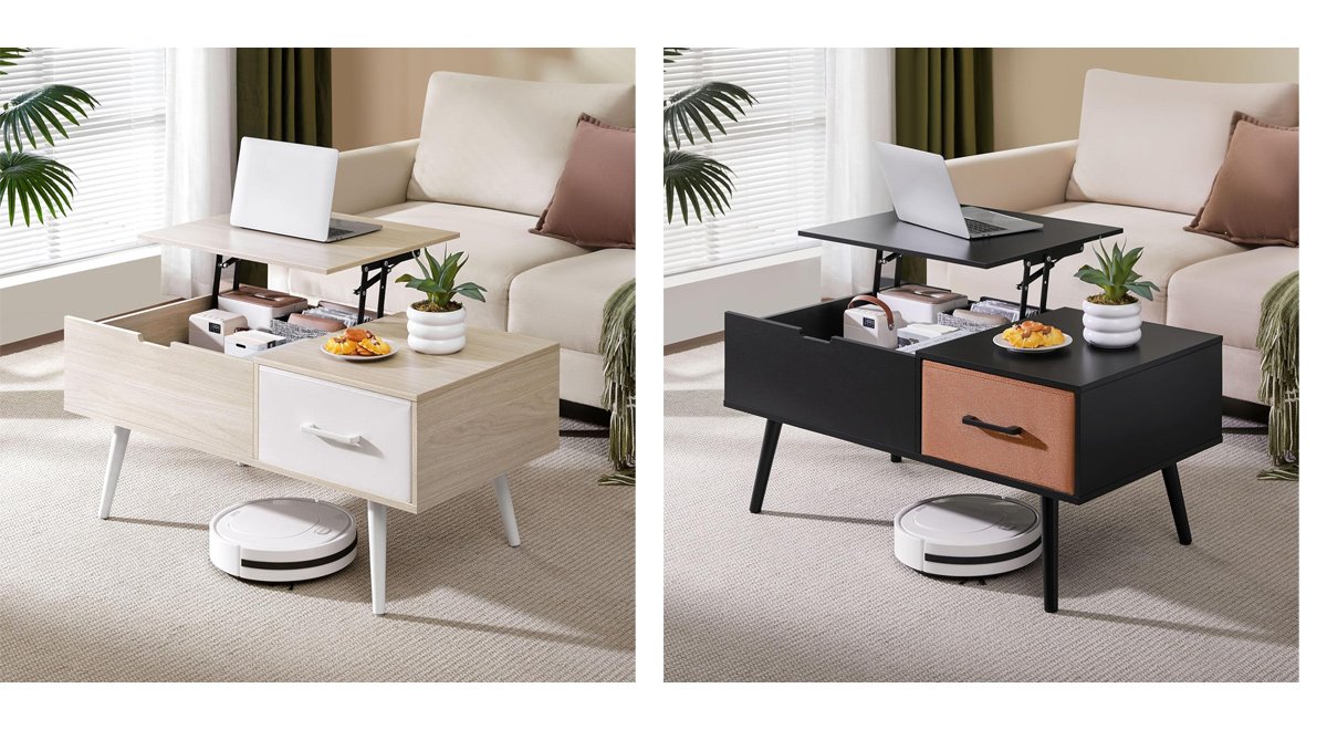 ローテーブル 昇降式 収納付き テーブル 机 天板昇降 高さ調整