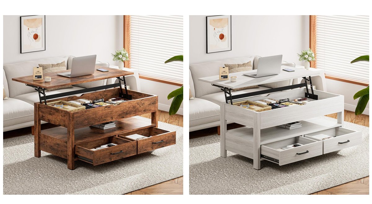 ローテーブル 昇降式 木製 コーヒーテーブル 引き出し付き 収納付き センターテーブル