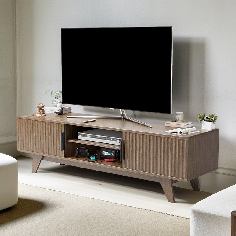 テレビ台 テレビボード 調整棚付き 扉収納 ローボード 省スペース 木製