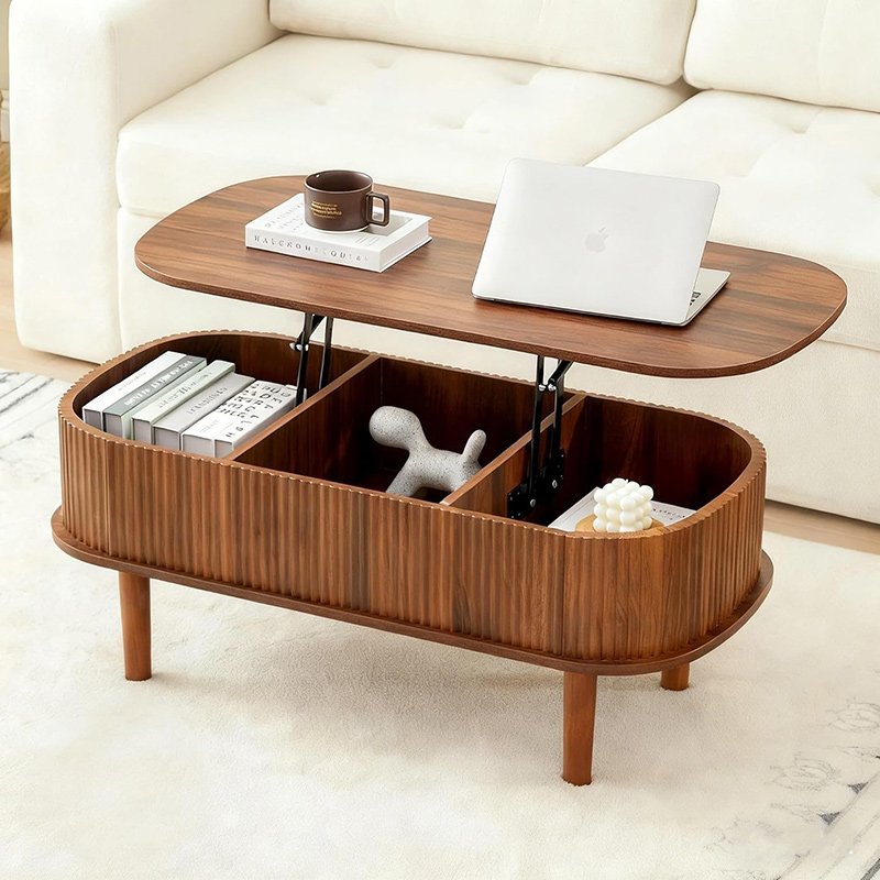 ローテーブル 昇降式 コーヒーテーブル 大容量収納 高さ調節 昇降テーブル