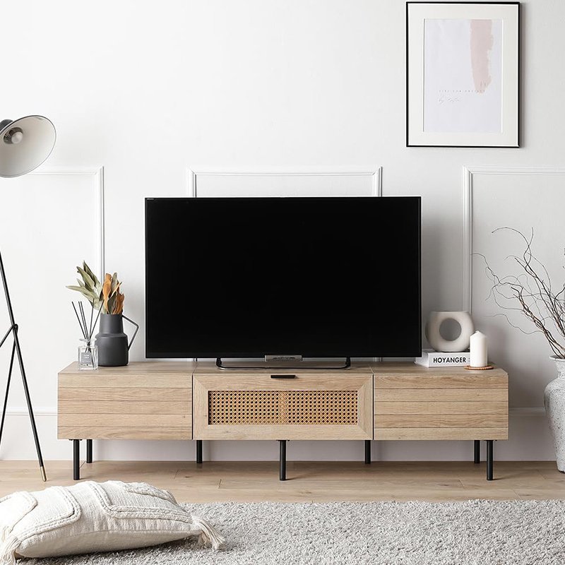 テレビ台 ローボード ラタン調 ナチュラル ラック 大容量収納