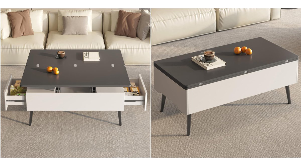 昇降式 コーヒーテーブル 多機能折りたたみテーブル 多機能テーブル高さ調整