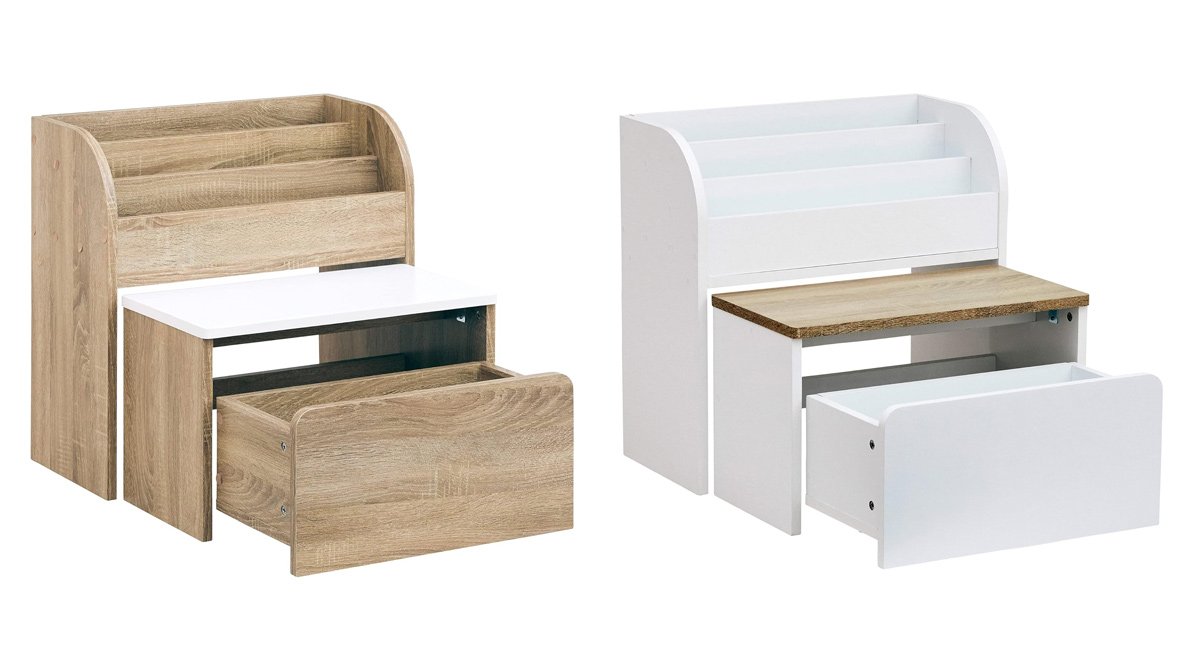 本棚 【 絵本 ラック 3点セット】 子供用 収納 ミニデスク付き