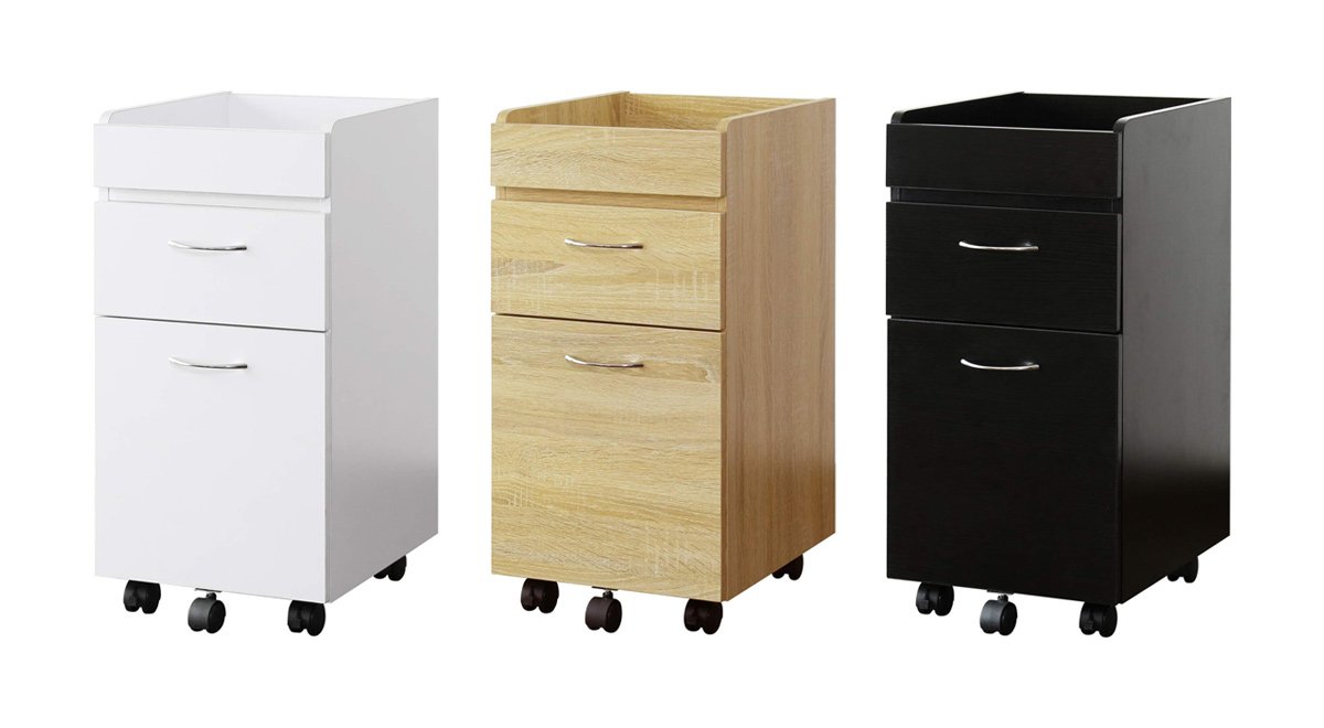 オフィスワゴン デスクワゴン サイドワゴン 木製 キャスター付き 三段 オープン収納