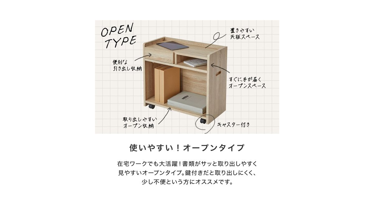 ロウヤ ワゴン チェスト サイドワゴン サイドチェスト デスクワゴン 教科書 収納 収納チェスト
