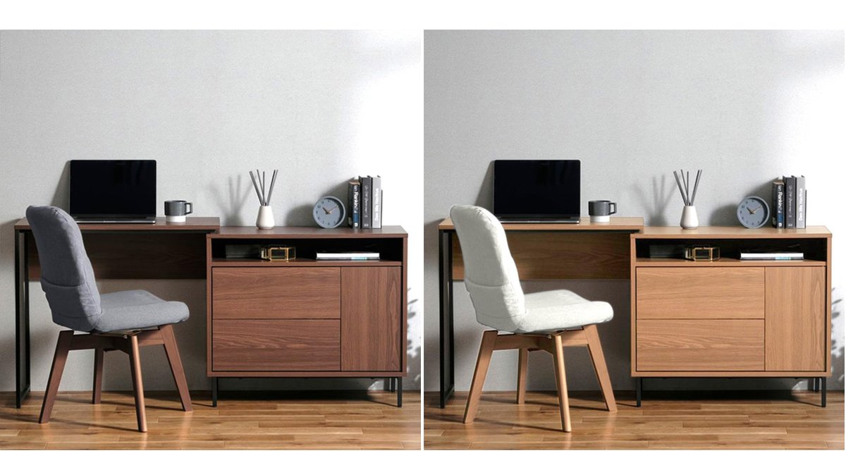 デスク パソコンデスク 伸縮デスク キッチンラック ドレッサー 引き出し2杯 大容量収納