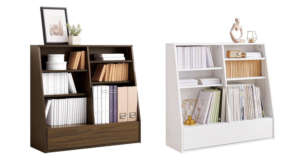 本棚 ブックラック 大容量 可動棚付き コミック 収納 引き出し付 シンプル