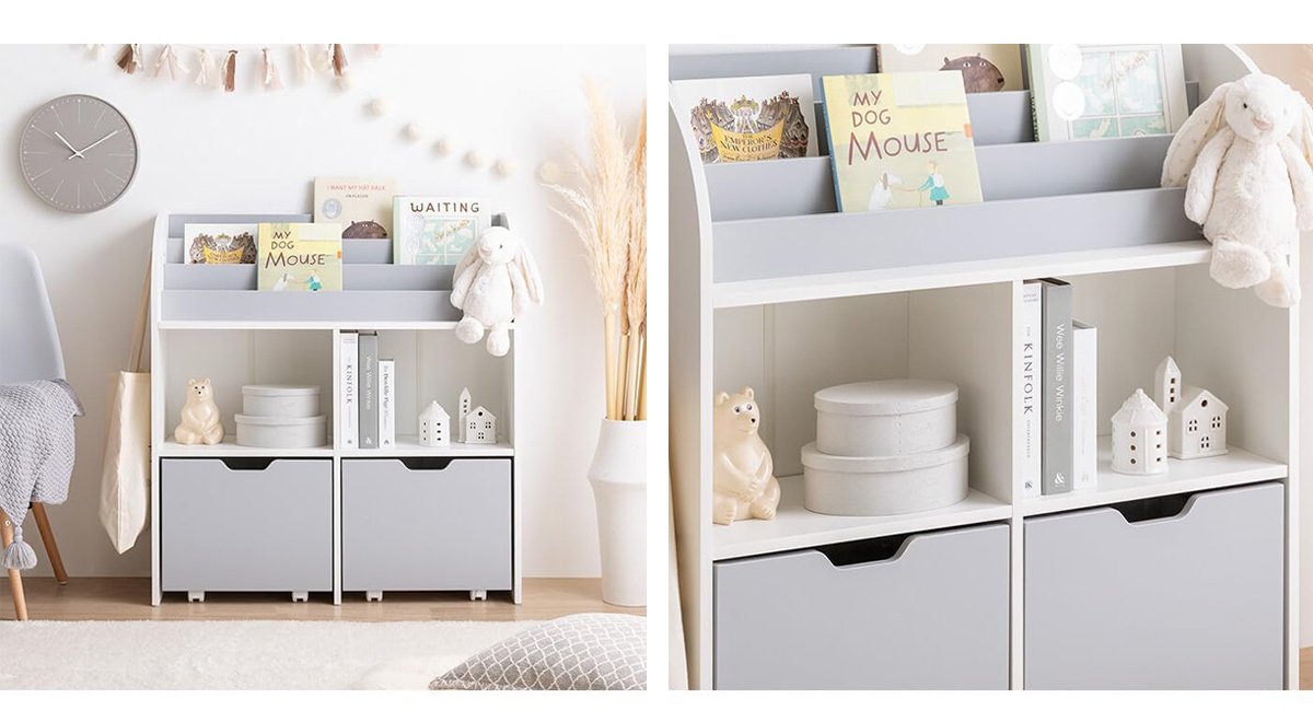 おもちゃ 収納ラック 幅84cm 絵本棚 子供部屋 引き出し付き 大容量