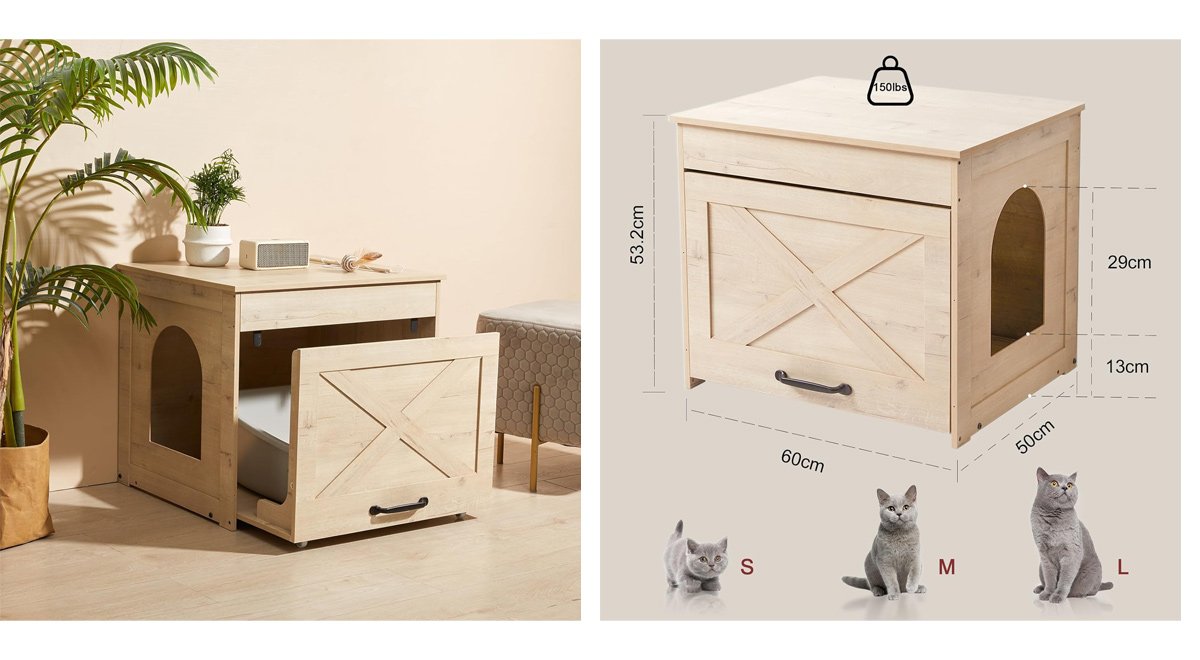 猫 トイレ カバー 猫トイレ隠し 猫砂 飛散防止 トイレ収納 ペットハウス キャビネット