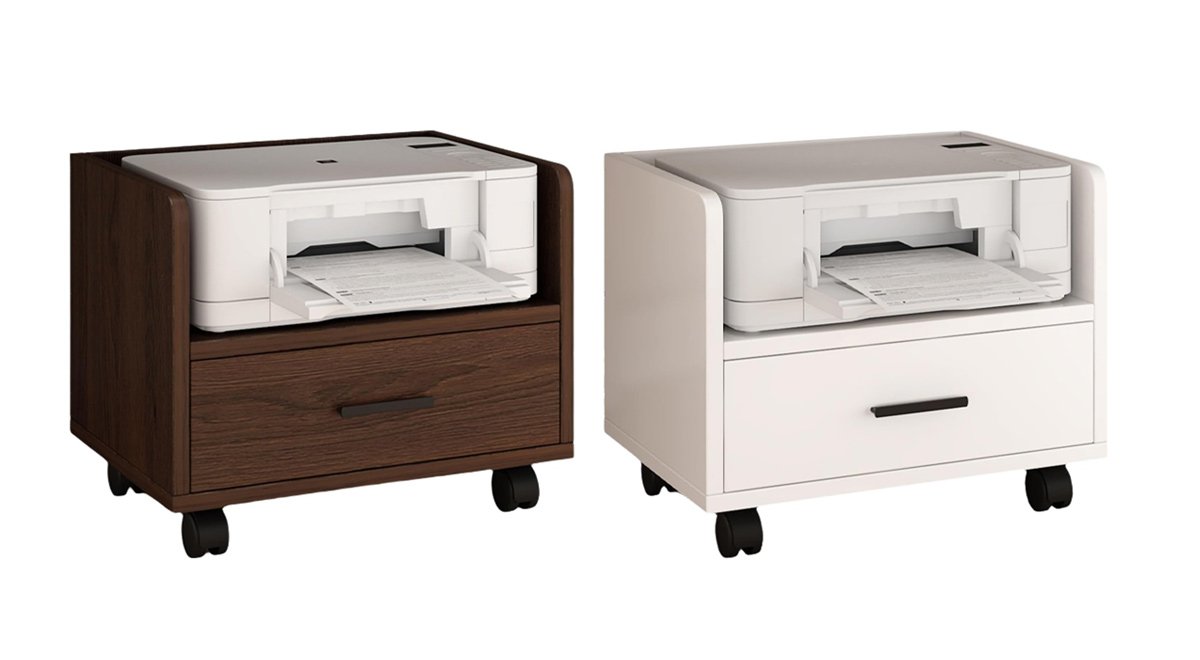 ホイール付き移動式プリンター台、小型ファイルキャビネットテーブル