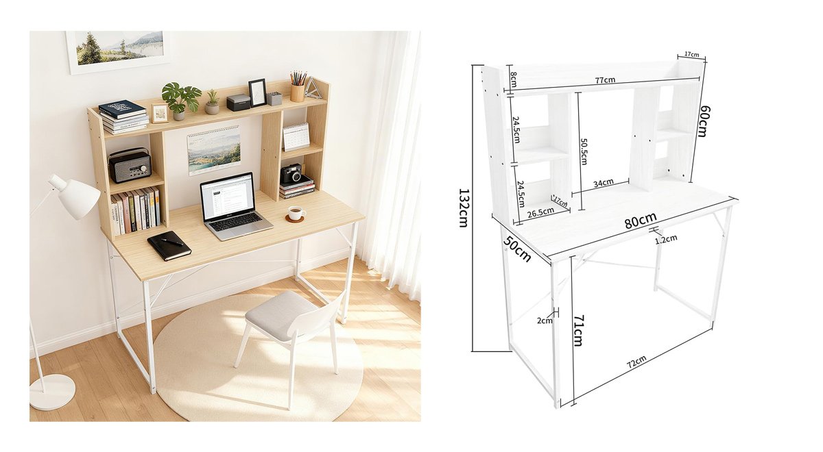 シェルフデスク 省スペース 収納ラック付き コンパクト 学生 学習 勉強机