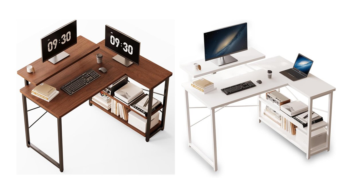 パソコンデスク 学習机 勉強机 ゲーミングデスクワークデスクL字デスク 棚 付き 在宅勤務 机