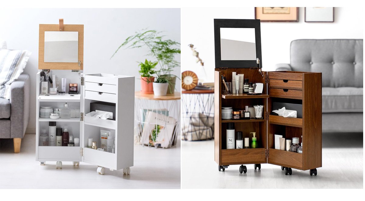 ドレッサー 化粧台 1面鏡 コンパクト キャスター付き 収納 コンパクトコスメワゴン