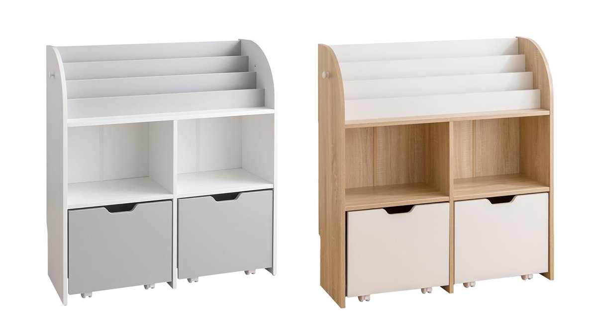 おもちゃ 収納ラック 幅84cm 絵本棚 子供部屋 引き出し付き 大容量