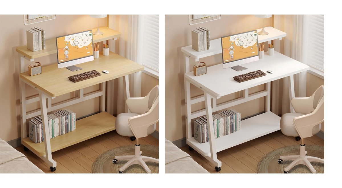 パソコンデスク コンパクト オフィスデスク 3段テーブル 人間工学 PCデスク 勉強机 学習机