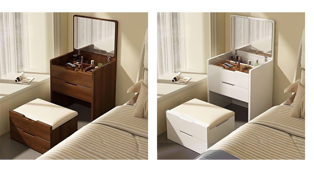 ドレッサー 鏡台 化粧台 収納キャビネット デーブル 多機能 椅子付き スリム 大容量 省スペース