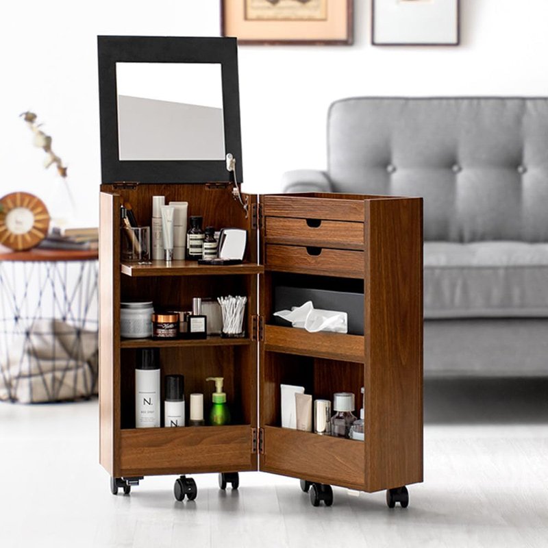 ドレッサー 化粧台 1面鏡 コンパクト キャスター付き 収納 コンパクトコスメワゴン