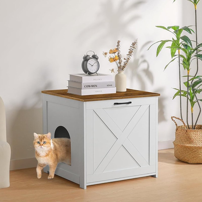 猫用トイレボックス 家具 隠れて、猫用トイレ囲い、リバーシブルの入り口は左側または右側