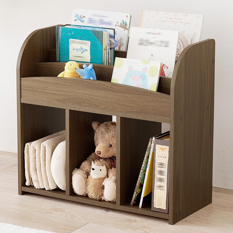 絵本ラック 本棚 おもちゃ 収納 オープン収納 付き 木製