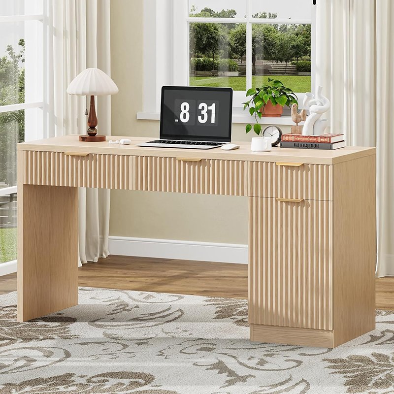 60" Executive Desk with Fluted Drawers