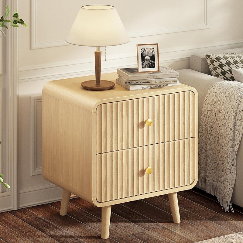 Modern Fluted Nightstands with 2 Storage Drawers