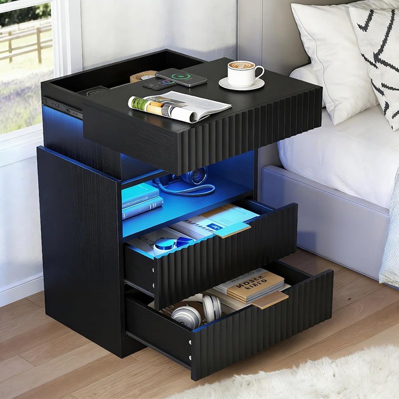 Night Stand with Wireless Charging Station