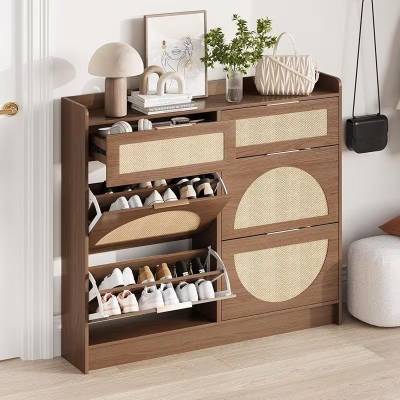 Rattan Shoe Storage Cabinet