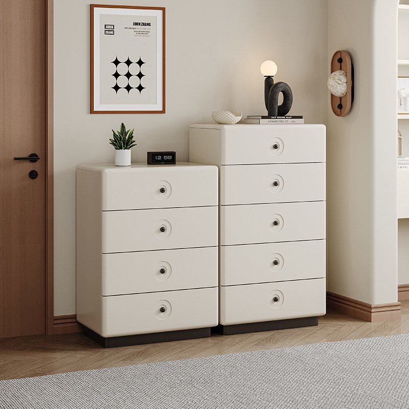 White lacquered five-drawer chest of drawers, five-drawer cabinet for the living room, bedroom end table cabinet