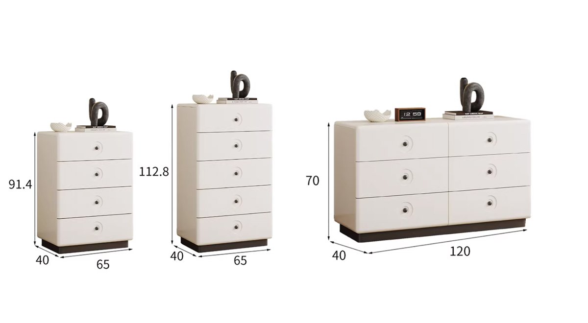 White lacquered five-drawer chest of drawers, five-drawer cabinet for the living room, bedroom end table cabinet