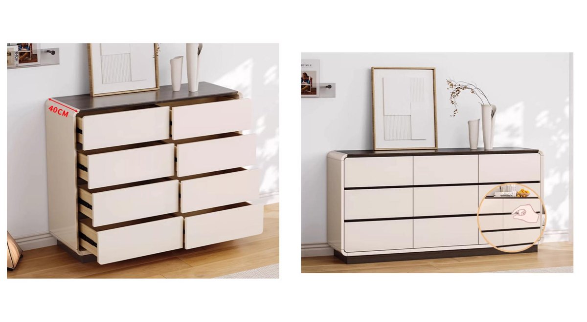 Five-drawer chest, solid wood chest of drawers, modern minimalist bedroom storage unit, six-drawer chest, living room chest of drawers