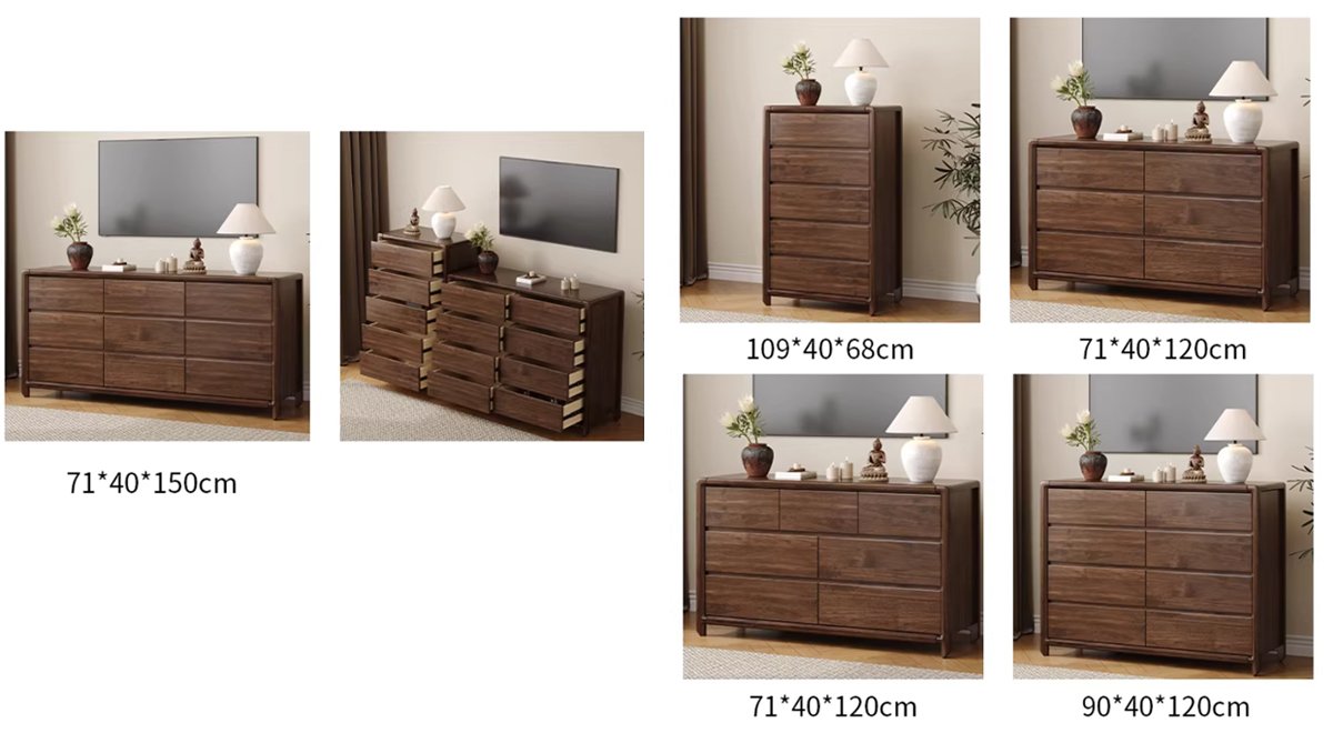 Bedroom chest of drawers storage cabinet five-drawer cabinet solid wood drawer living room storage cabinet new Chinese style solid wood frame nine-drawer cabinet