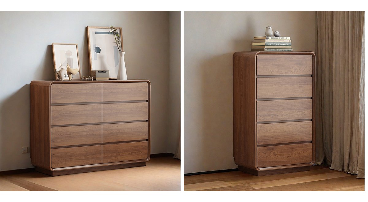 Solid wood five-drawer chest, bedside storage unit, living room storage cabinet