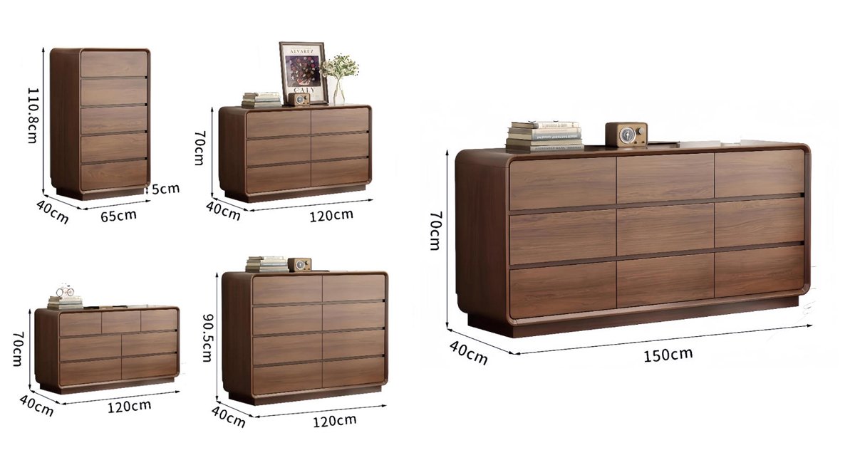 Solid wood five-drawer chest, bedside storage unit, living room storage cabinet