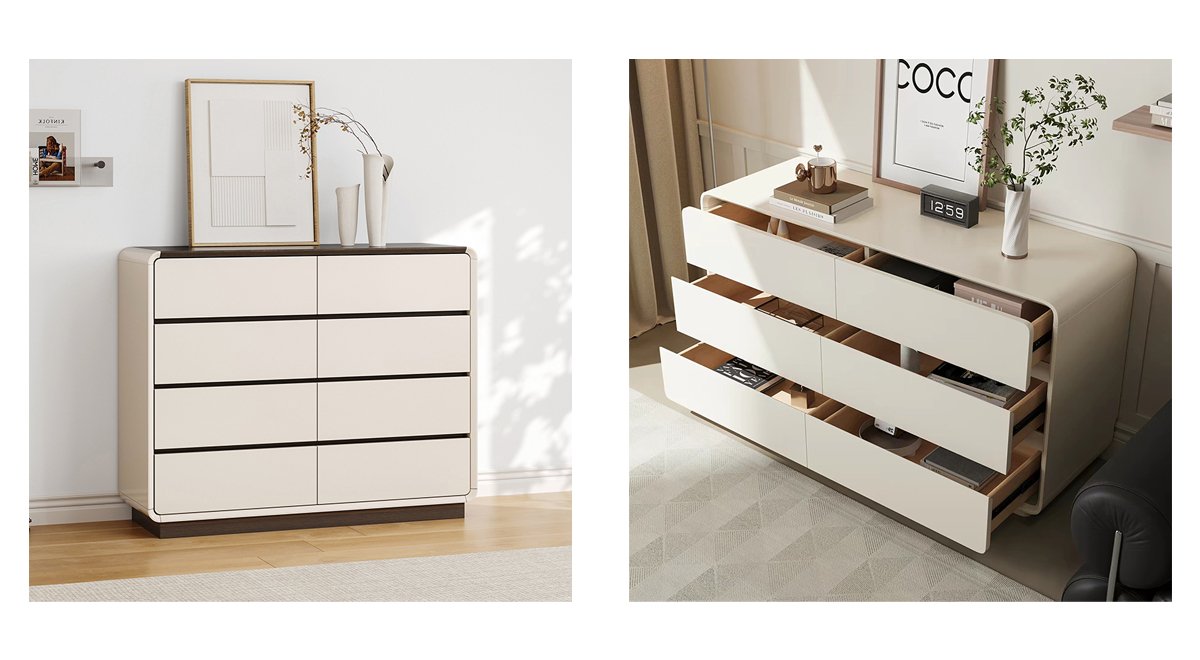 Five-drawer chest, solid wood chest of drawers, modern minimalist bedroom storage unit, six-drawer chest, living room chest of drawers