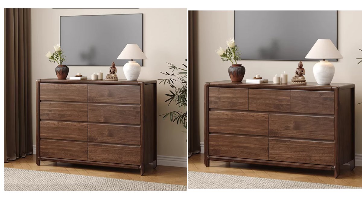 Bedroom chest of drawers storage cabinet five-drawer cabinet solid wood drawer living room storage cabinet new Chinese style solid wood frame nine-drawer cabinet