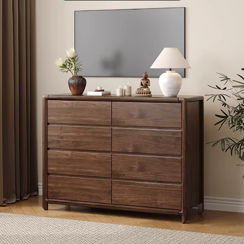 Bedroom chest of drawers storage cabinet five-drawer cabinet solid wood drawer living room storage cabinet new Chinese style solid wood frame nine-drawer cabinet